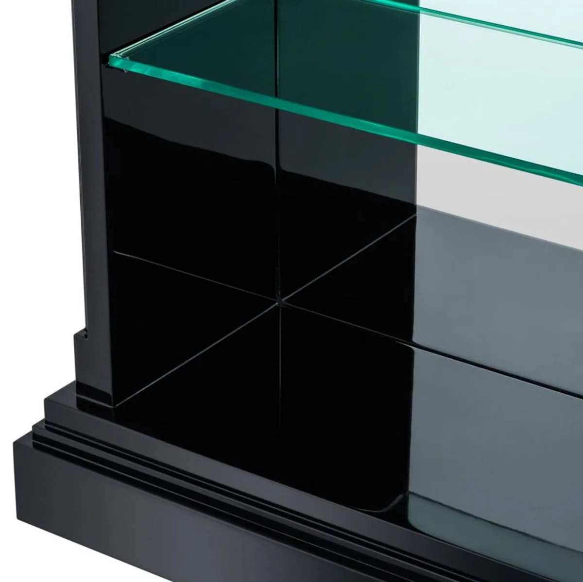 Casa Padrino armario de estante / mueble de sala de estar de lujo piano negro 85 x 38,5 x H. 231 cm - Calidad de Lujo