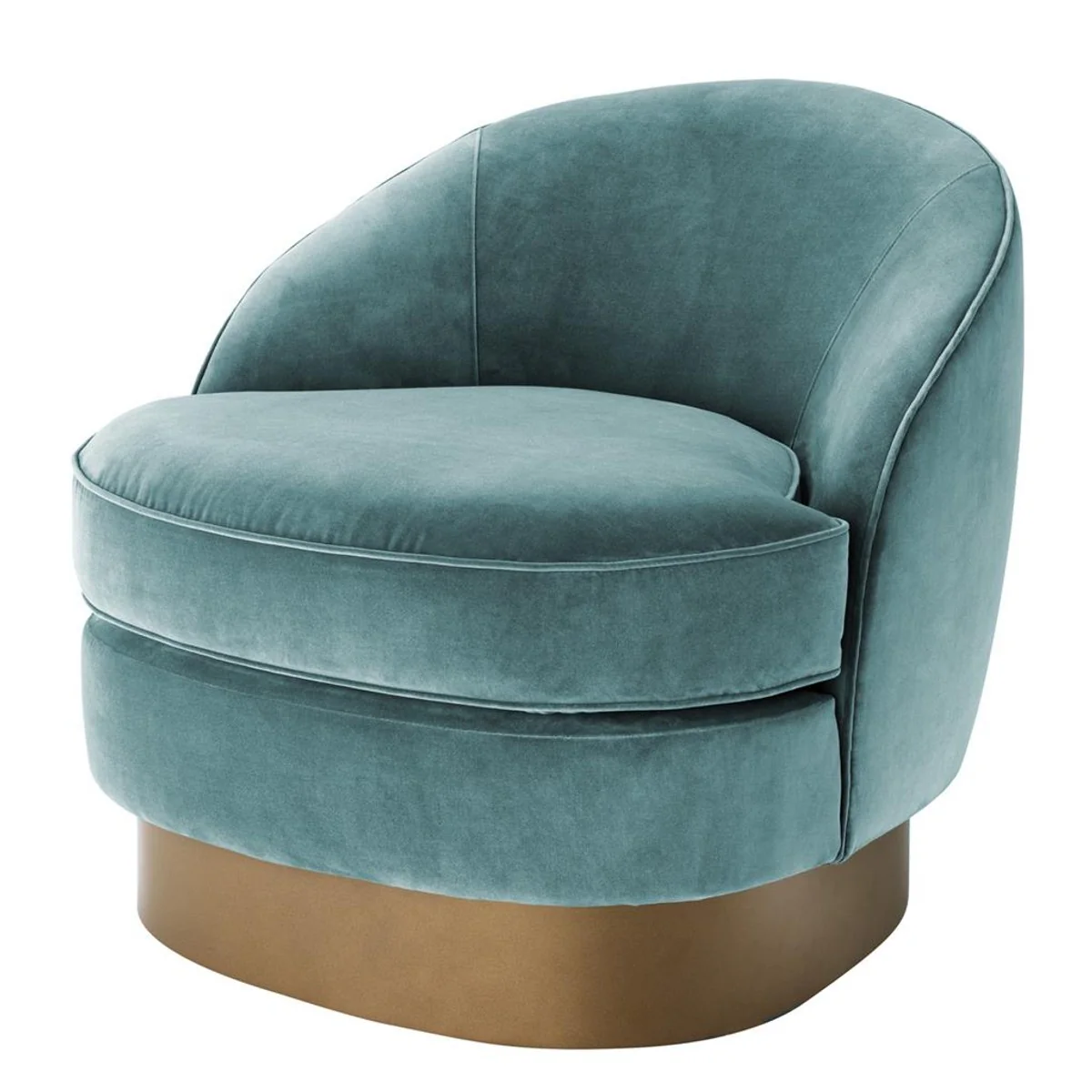 Sillón de lujo Casa Padrino turquesa oscuro / oro mate 74 x 85 x h 73 cm - Hotel Möbel