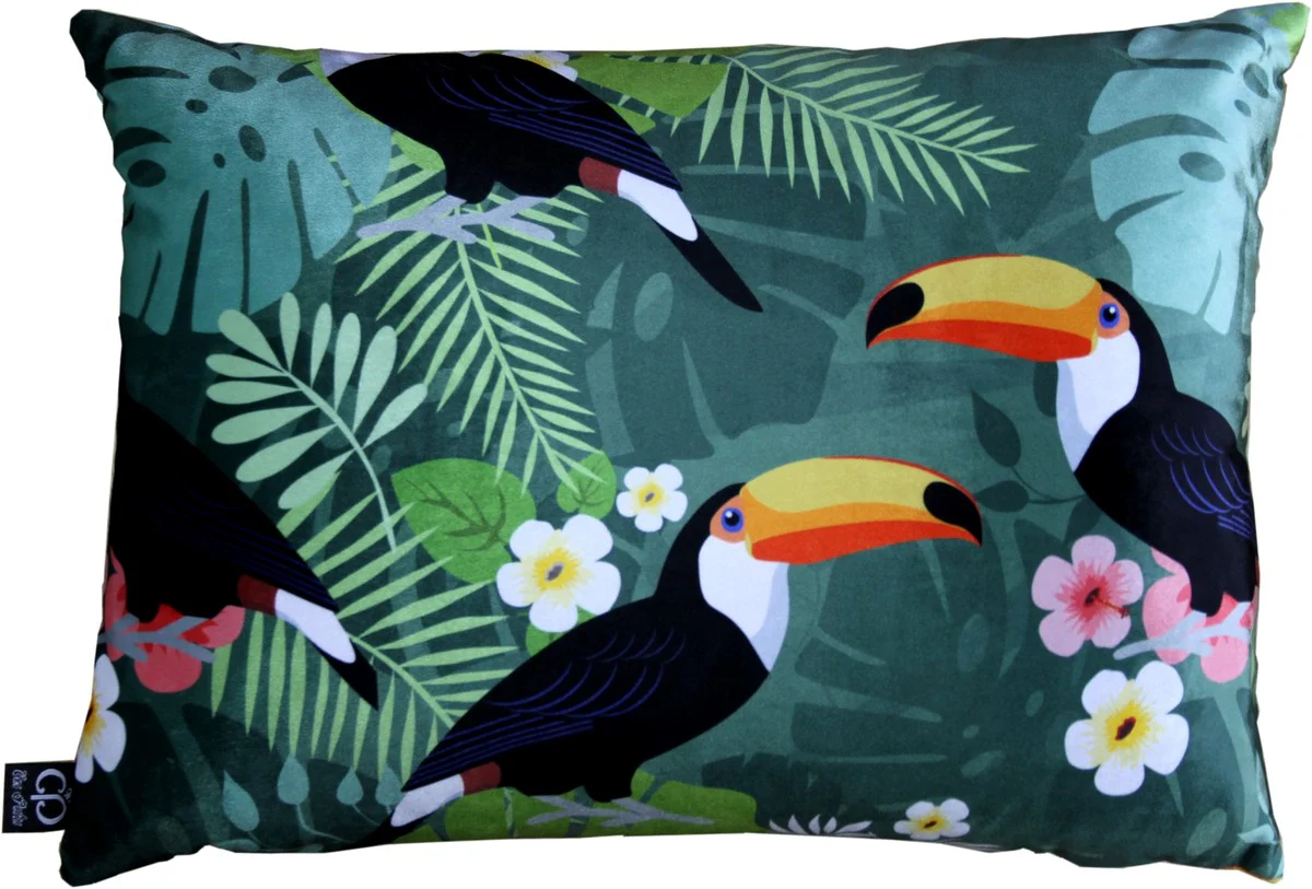 Almohada decorativa de lujo Casa Padrino Hawaii Tropical multicolor 35x 55 cm - Tejido de terciopelo más fino - Calidad de lujo
