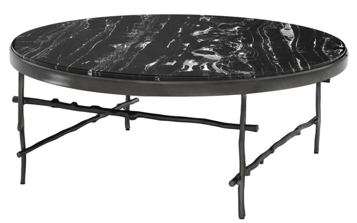 Casa Padrino mesa de centro de lujo bronce / negro Ø 100 x H. 39 cm - Muebles de Lujo