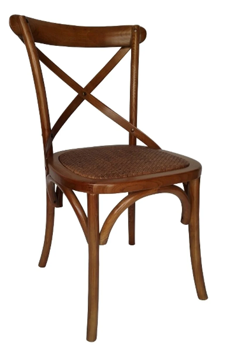 Casa Padrino country-style dining chair dark brown 46 x 42 x H. 87 cm - Country-Style Dining Room Furniture