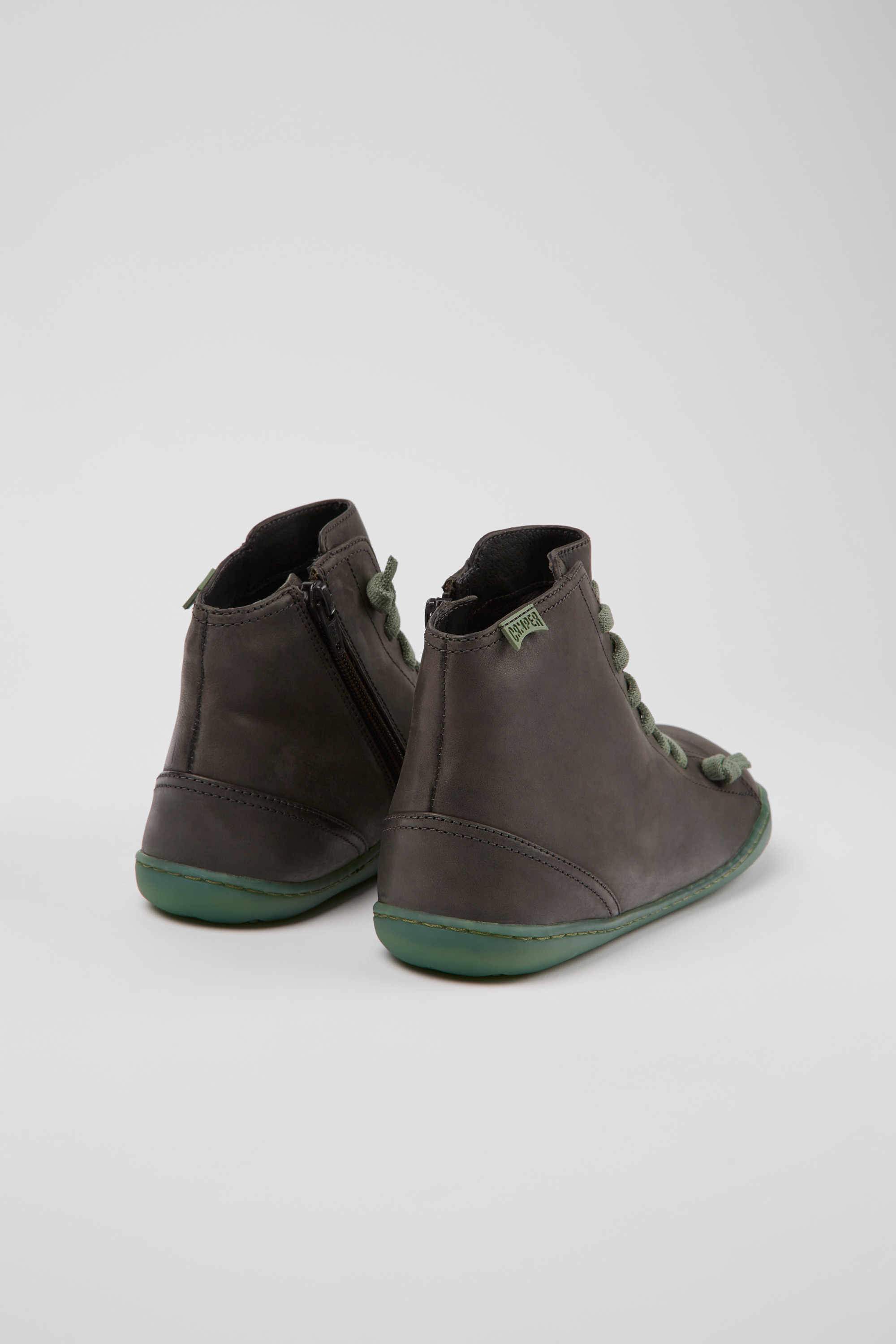 Peu - Gray leather ankle boots for women