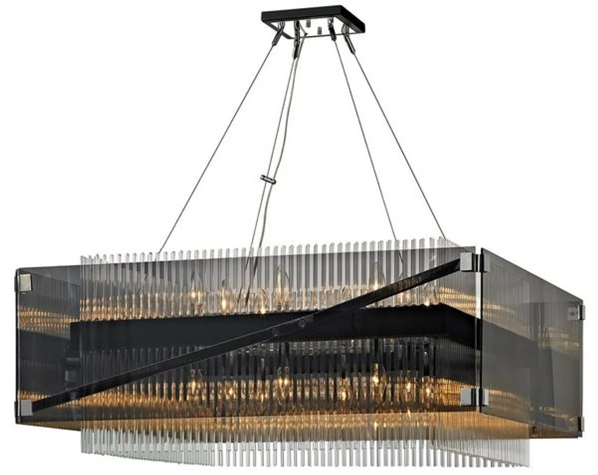 Casa Padrino araña de luces de lujo plata / negro / bronce oscuro 87,7 x 87,7 x A. 36,9 cm - Calidad de Lujo