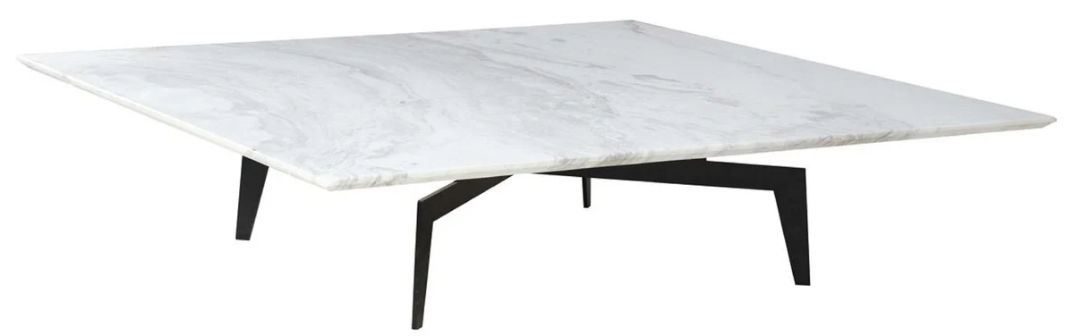 Casa Padrino mesa de centro de lujo blanco / negro 123 x 123 x A. 28,5 cm - Mesa de sal¨®n cuadrada con tapa de m¨¢rmol - Muebles de sal¨®n de lujo - Interiores de sal¨®n de lujo