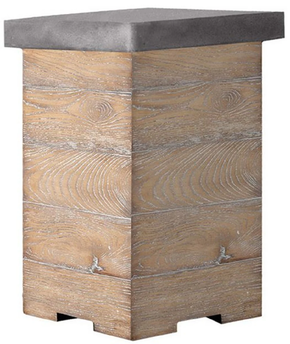 Casa Padrino mesa auxiliar con tapa de lujo para botella de gas marrón / gris 35 x 35 x A. 60 cm - Mesa auxiliar resistente a la intemperie de balcón terraza jardín hecha a mano - Muebles de Jardín