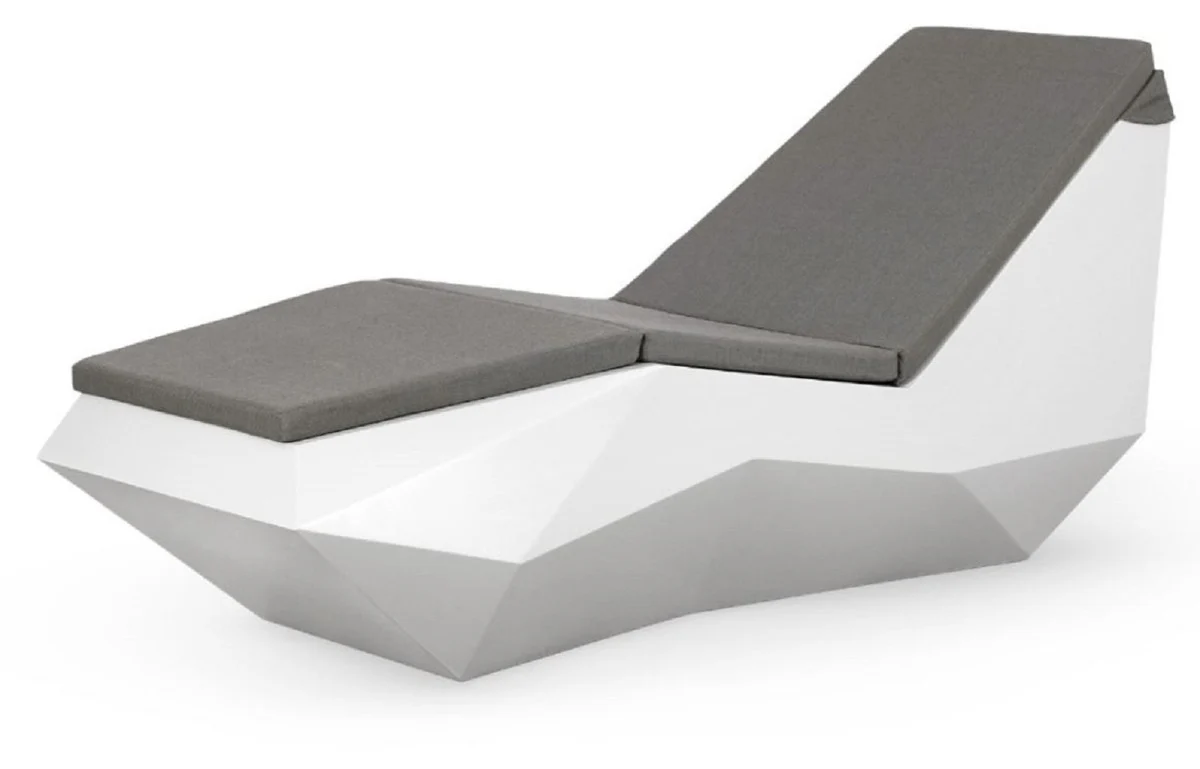 Casa Padrino tumbona de jard¨ªn de lujo blanco mate / gris oscuro 192 cm