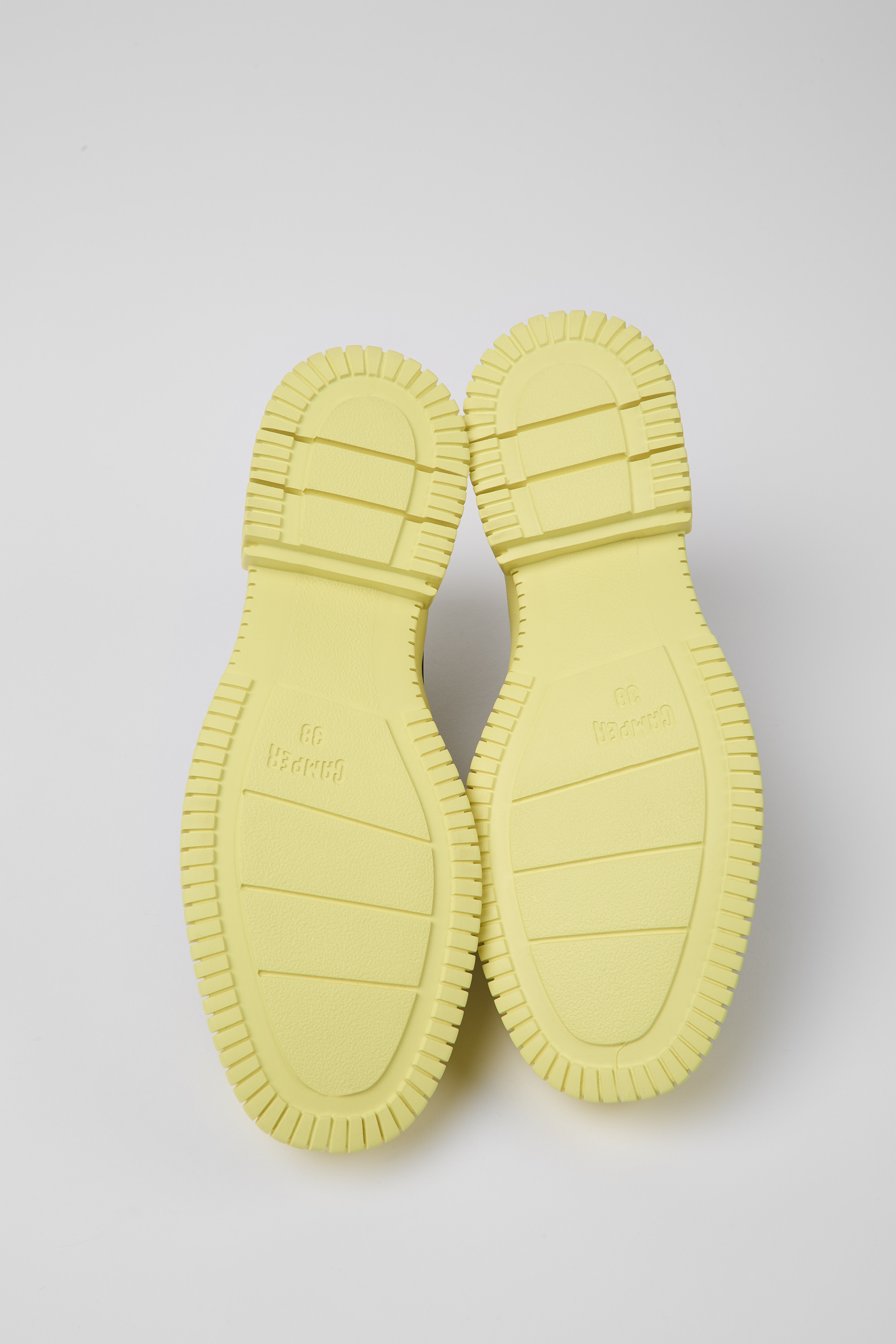 Pix - Black and yellow leather lace-up shoes for women