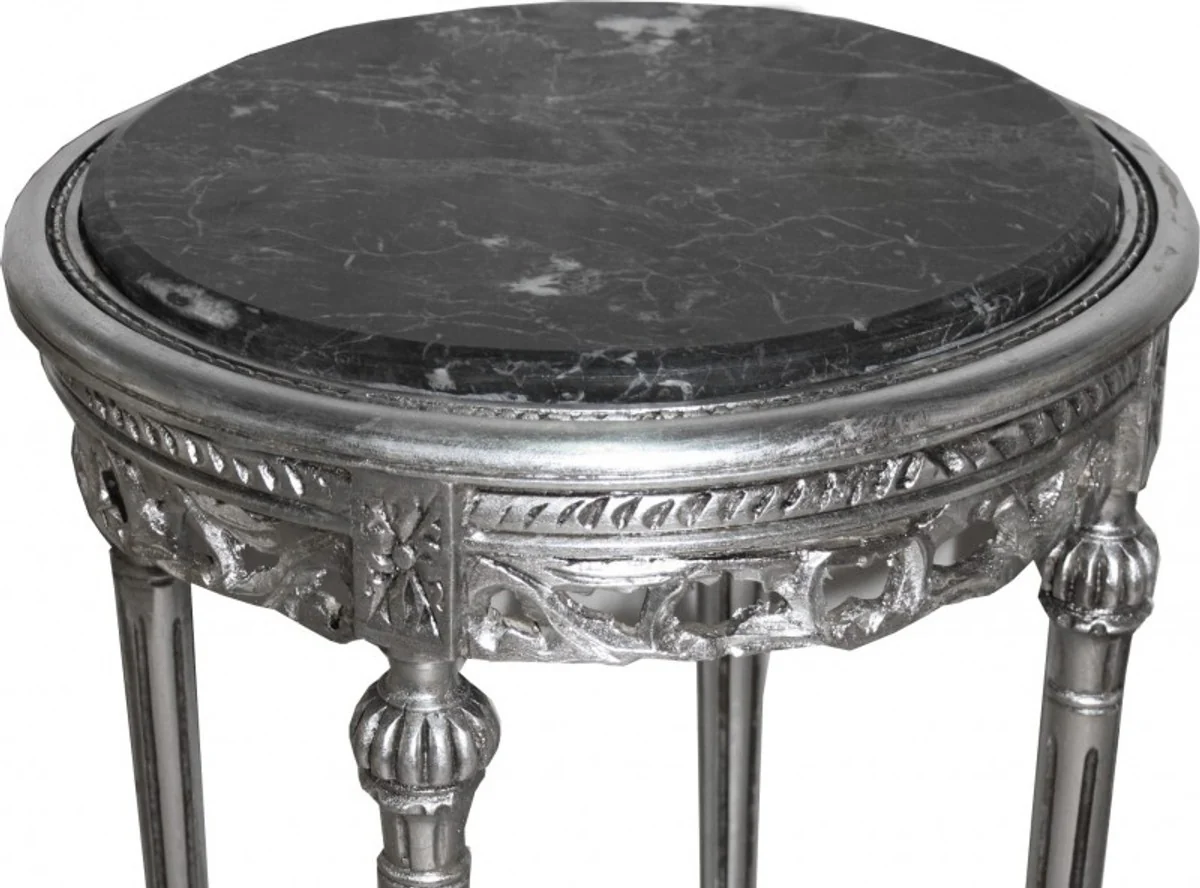 Baroque Side Table Silver Round ModY12 73 x 47 cm antique style