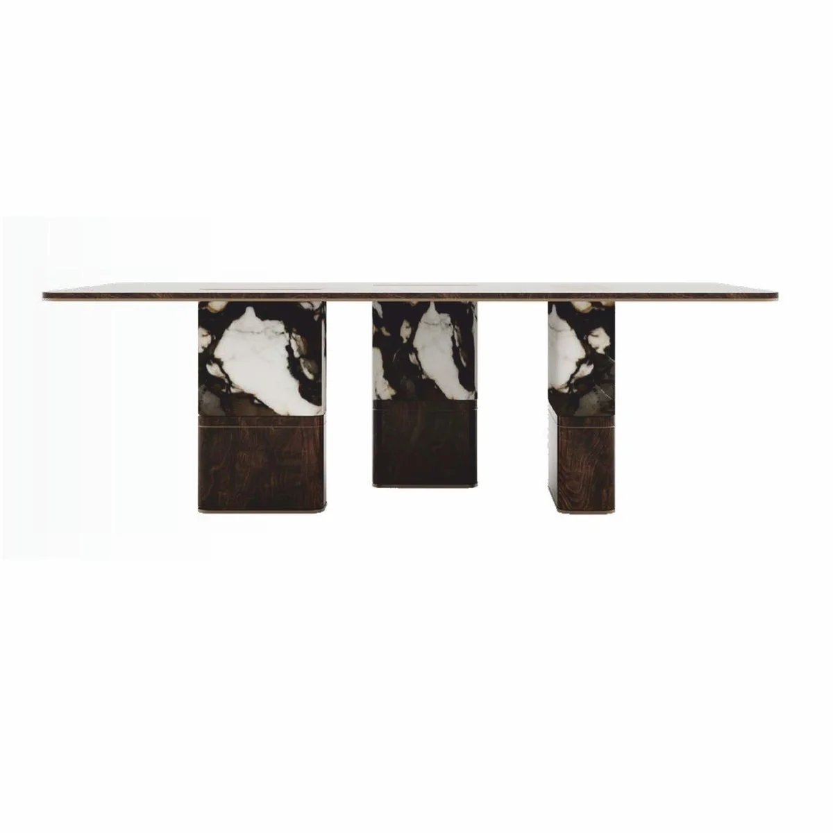 Casa Padrino mesa de comedor de lujo marr¨®n oscuro / negro / blanco / lat¨®n 240 cm - Muebles de comedor