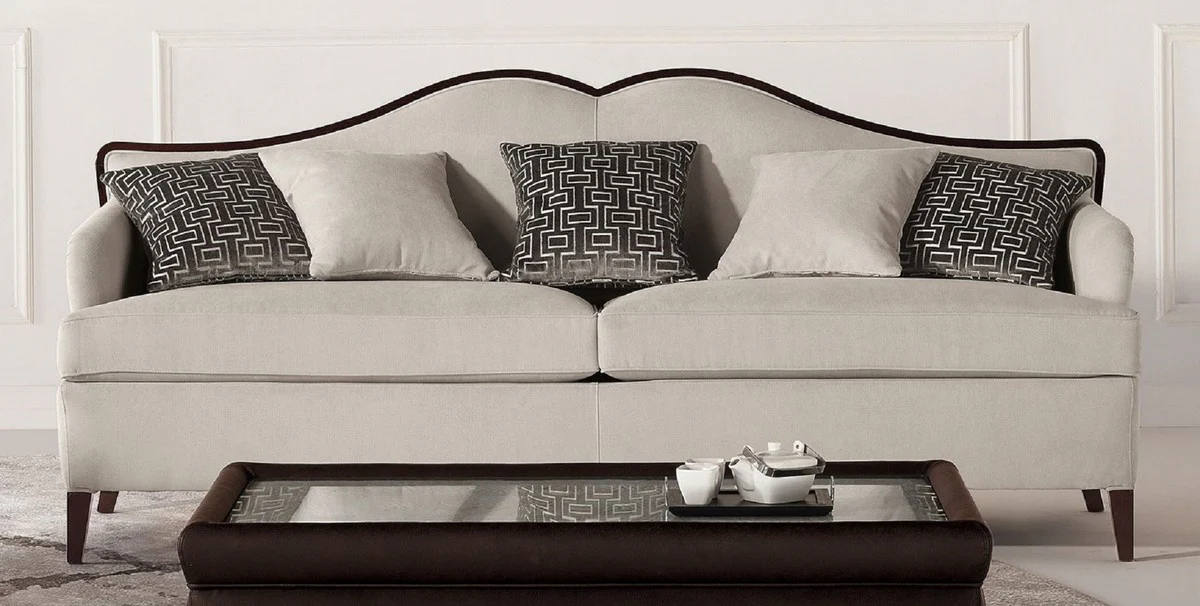 Casa Padrino sof¨¢ Art Deco de lujo gris / marr¨®n oscuro - Sof¨¢ de sal¨®n hecho a mano - Muebles de Sal¨®n - Muebles Art Deco - Muebles de Lujo - Calidad de Lujo - Hecho en Italia