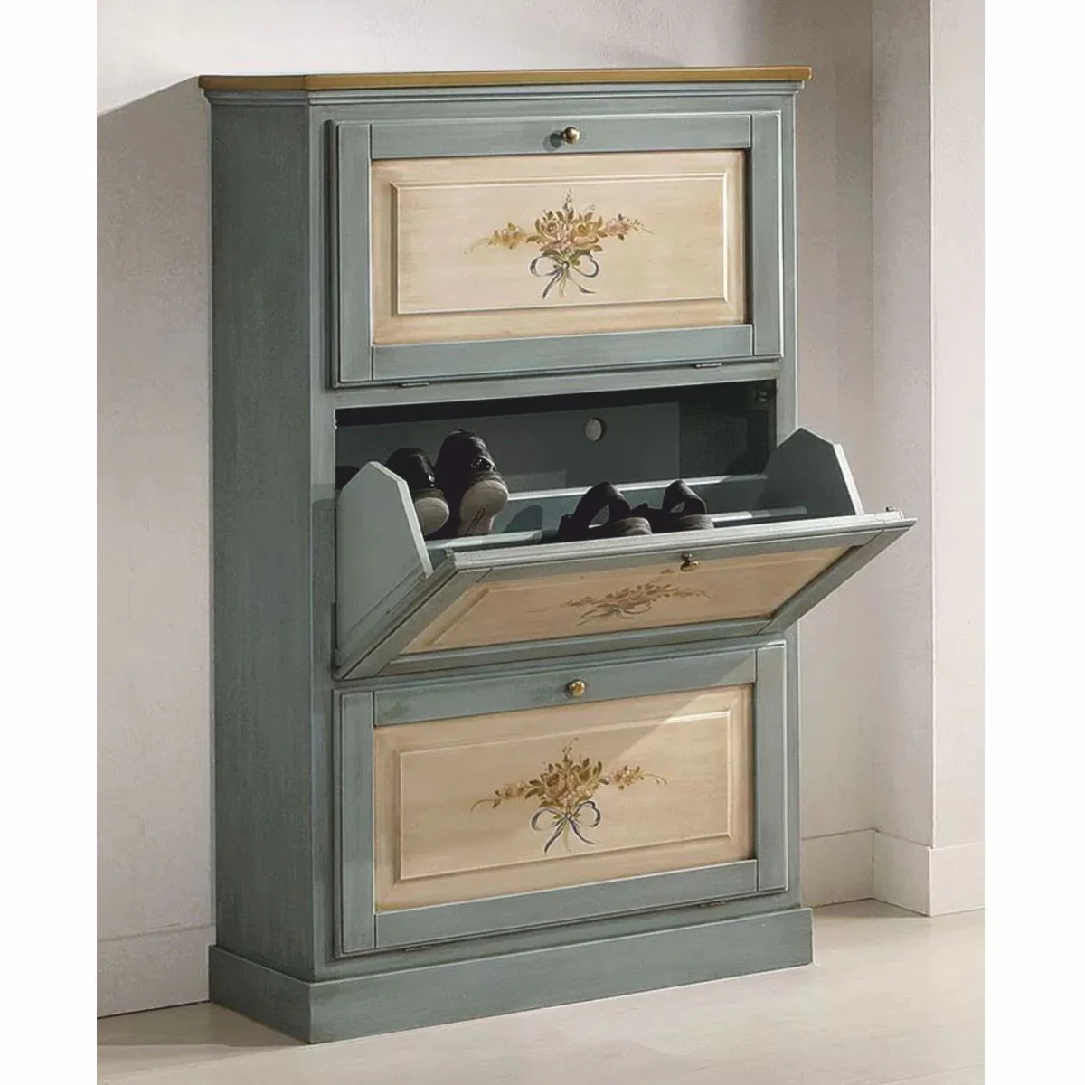 Casa Padrino zapatero barroco de lujo azul / natural / marr¨®n A. 130 cm - Hecho en Italia