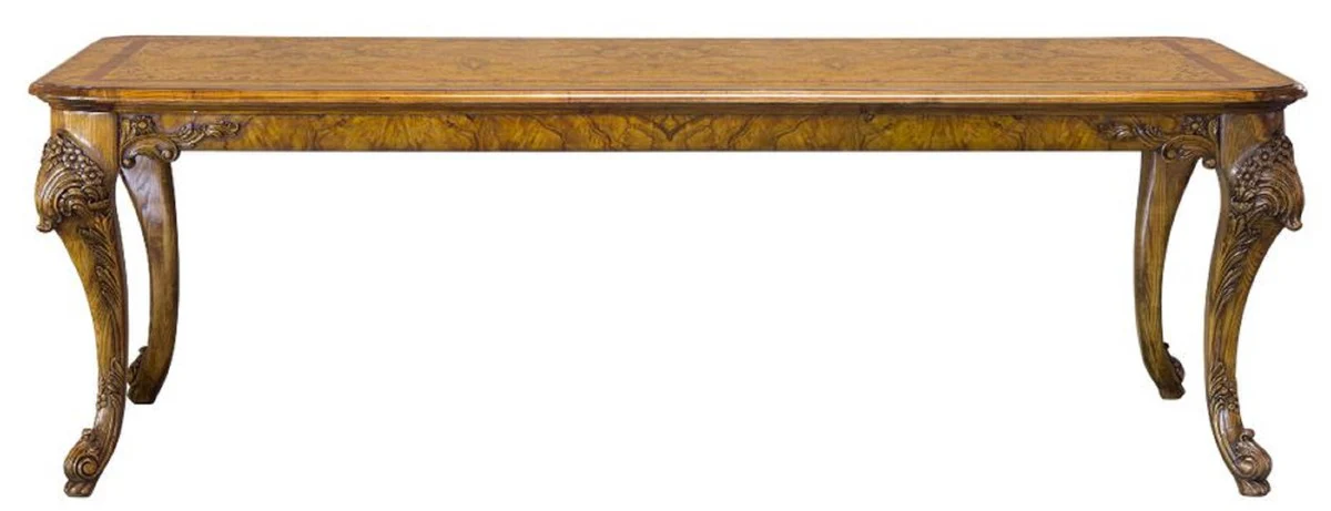 Casa Padrino mesa de comedor barroco de lujo marr¨®n claro 240 x 110 x A. 78 cm - Mesa de comedor de madera maciza hecha a mano en estilo barroco - Muebles de comedor barrocos