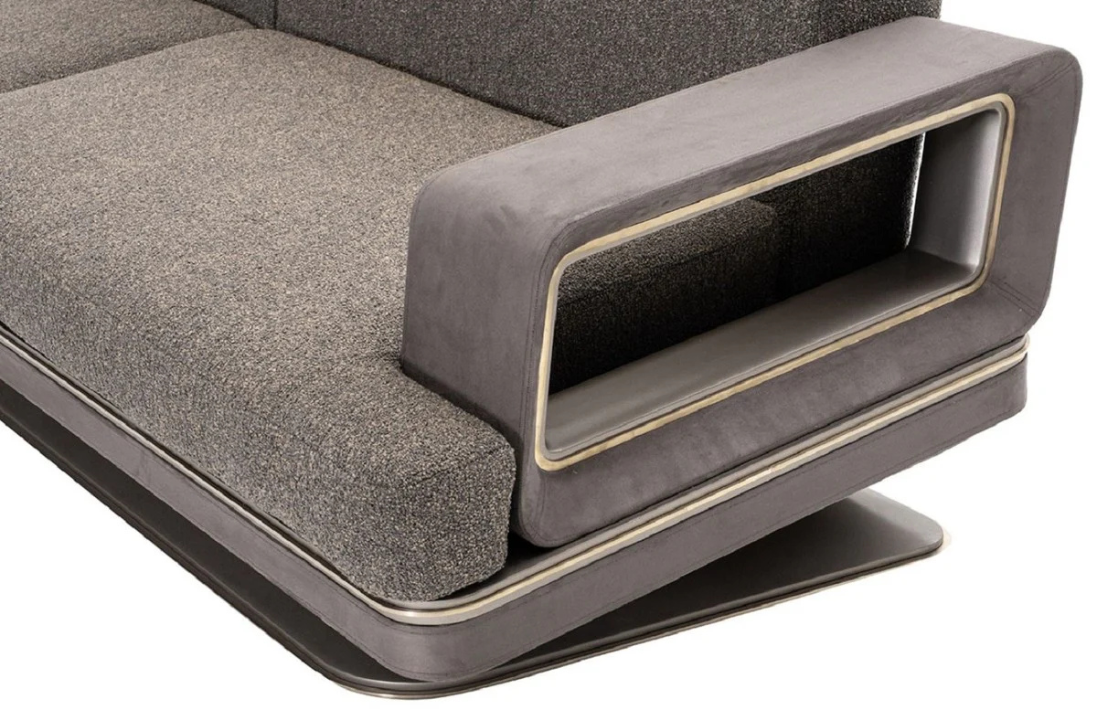 Casa Padrino sof¨¢ de lujo gris / plata 290 x 94 x A. 76 cm - Sof¨¢ de sal¨®n - Sof¨¢ de hotel - Muebles de sal¨®n - Muebles de hotel - Muebles de lujo - Interiores de lujo