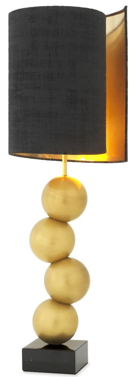 Casa Padrino lámpara de mesa de diseño latón antiguo / negro Ø 32 x A. 100 cm - Lámpara de escritorio moderna con base de mármol - Colección de Lujo