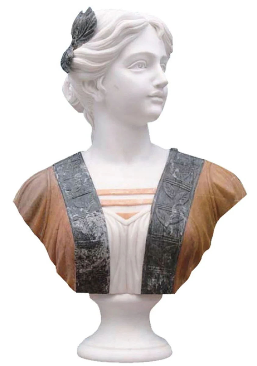 Casa Padrino busto decorativo de mármol barroco de lujo dama blanco / marrón / negro A. 60 cm