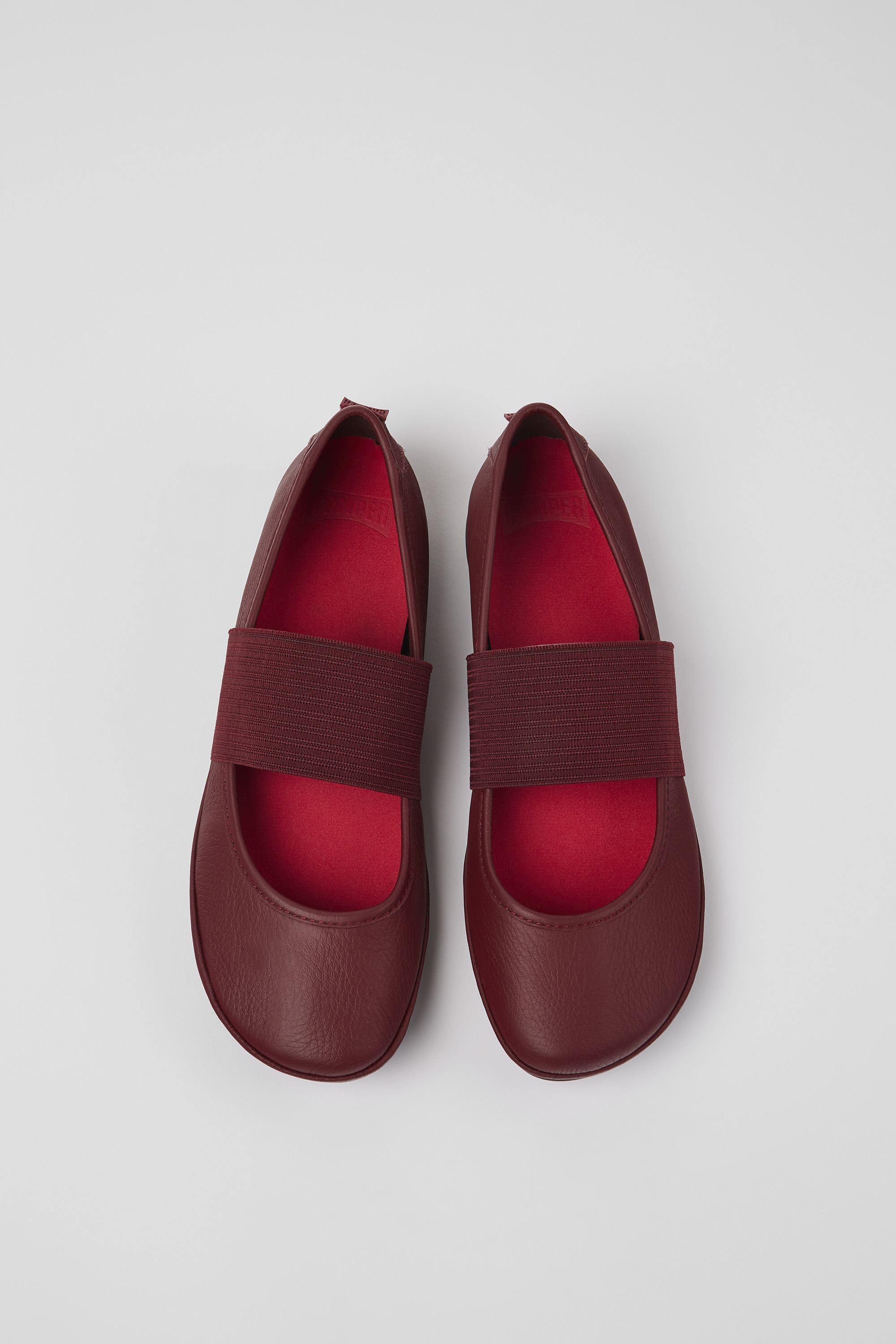 Right - Burgundy leather ballerinas for women