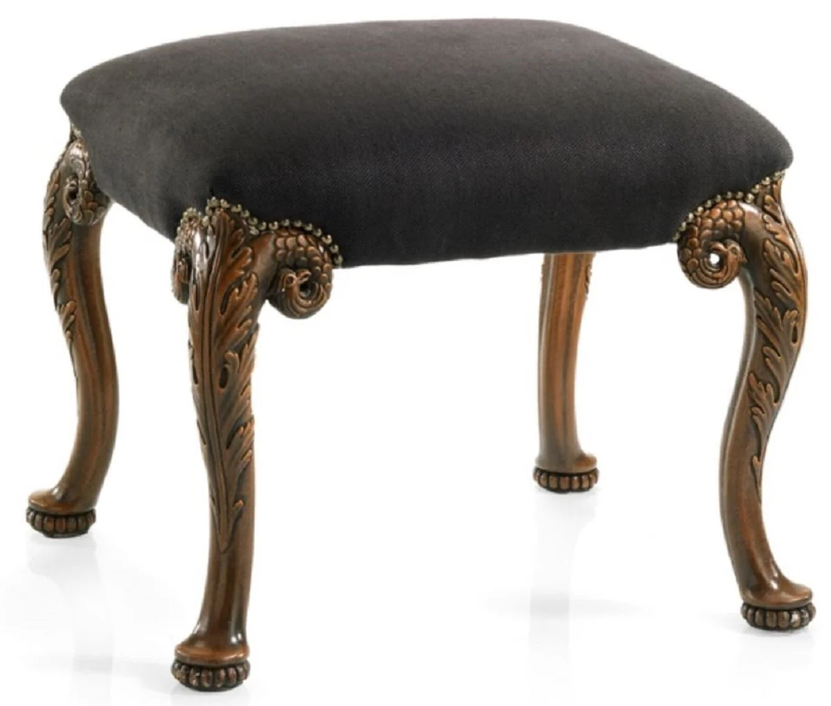 Casa Padrino taburete barroco de lujo negro / marr¨®n - Taburete de estilo barroco hecho a mano - Taburete de pie barroco - Muebles barrocos - Calidad de lujo - Hecho en Italia
