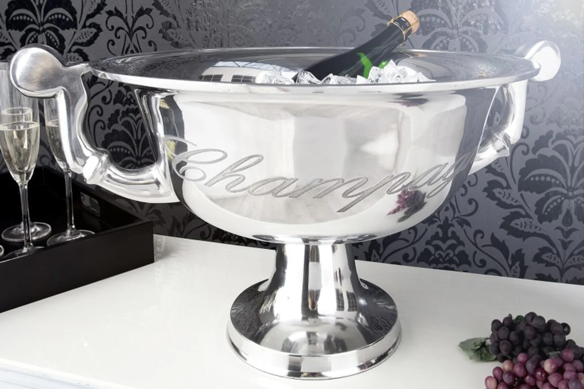 Massive table wine cooler / champagne cooler made of aluminum H 30 cm B 65 cm by Casa Padrino