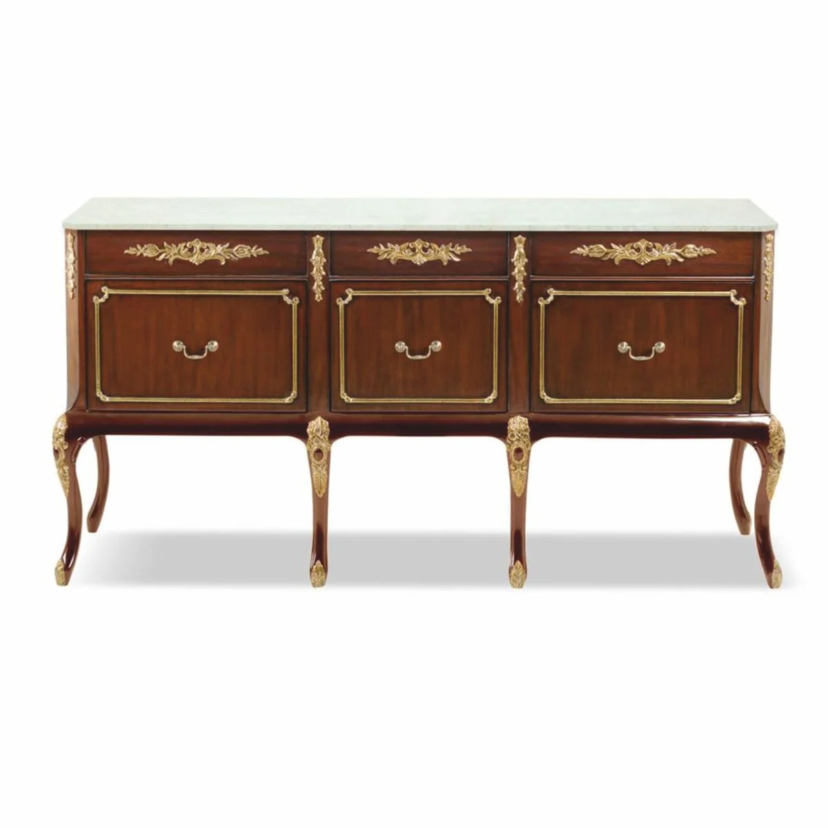 Casa Padrino cómoda barroco de lujo con tapa de mármol marrón / oro / crema 167 cm - Muebles barrocos