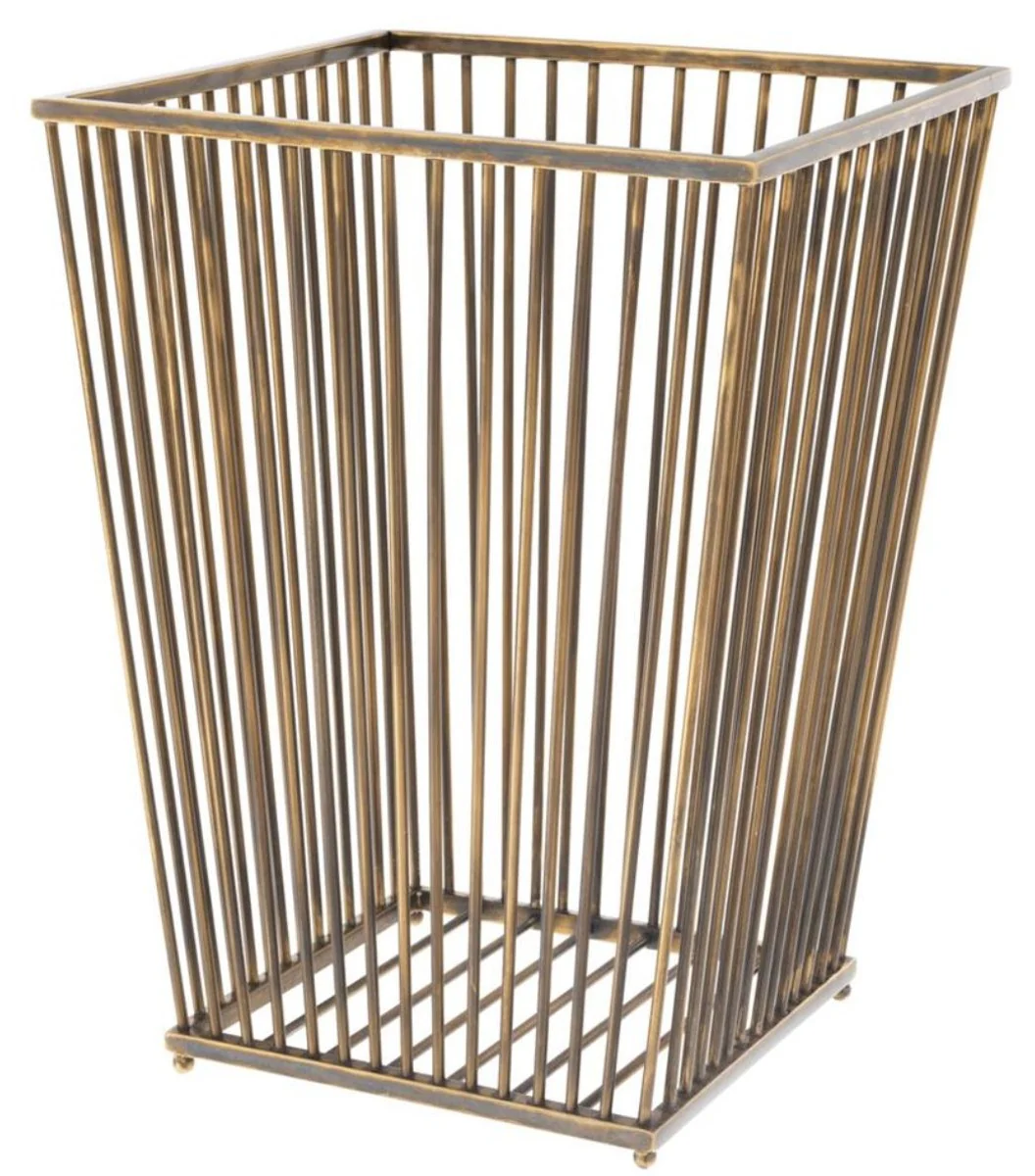 Casa Padrino cesta de ropa de lujo de acero inoxidable lat¨®n vintage 30 x 30 x H. 40,5 cm - Colecci¨®n de Lujo