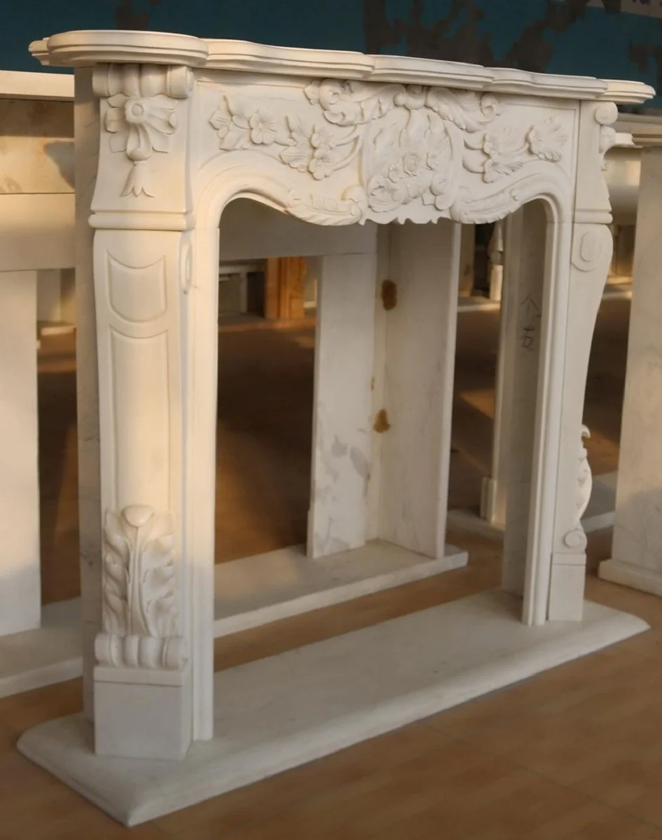 Casa Padrino marco de chimenea de m¨¢rmol barroco de lujo blanco 153 x A. 113 cm