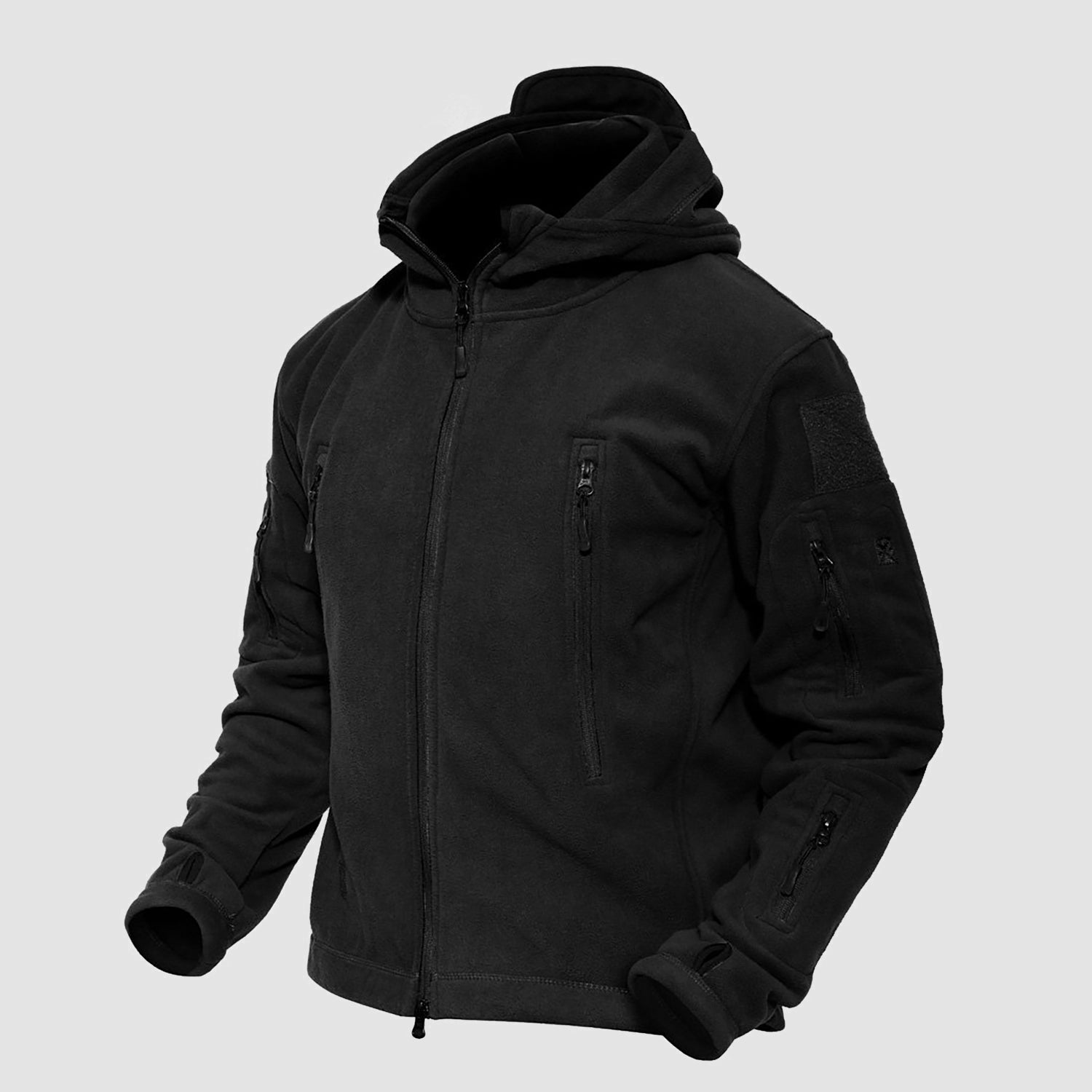 Men's Hoodie Fleece Jacket with 6 Zip-Pockets Warm Winter Jacket Military Tactical Jacket