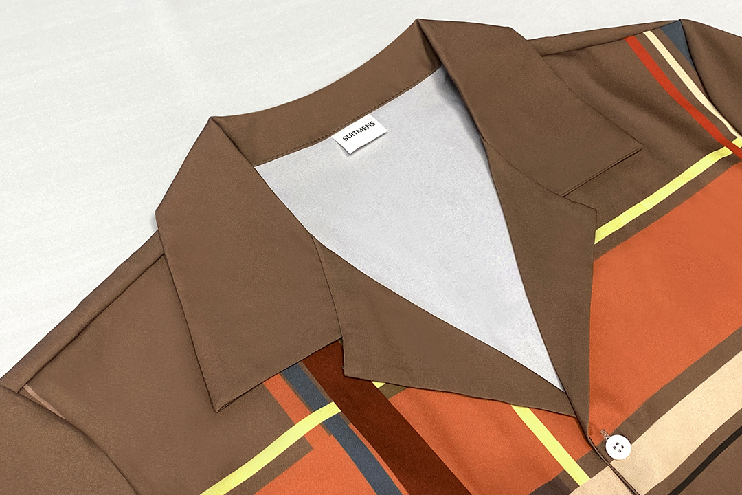 Suitmens Men's Check Print Short Sleeve Shirt Walking Set 290