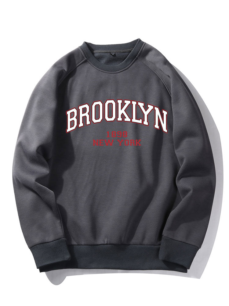 Brooklyn Letter  Print Raglan Sleeve Sweatshirt