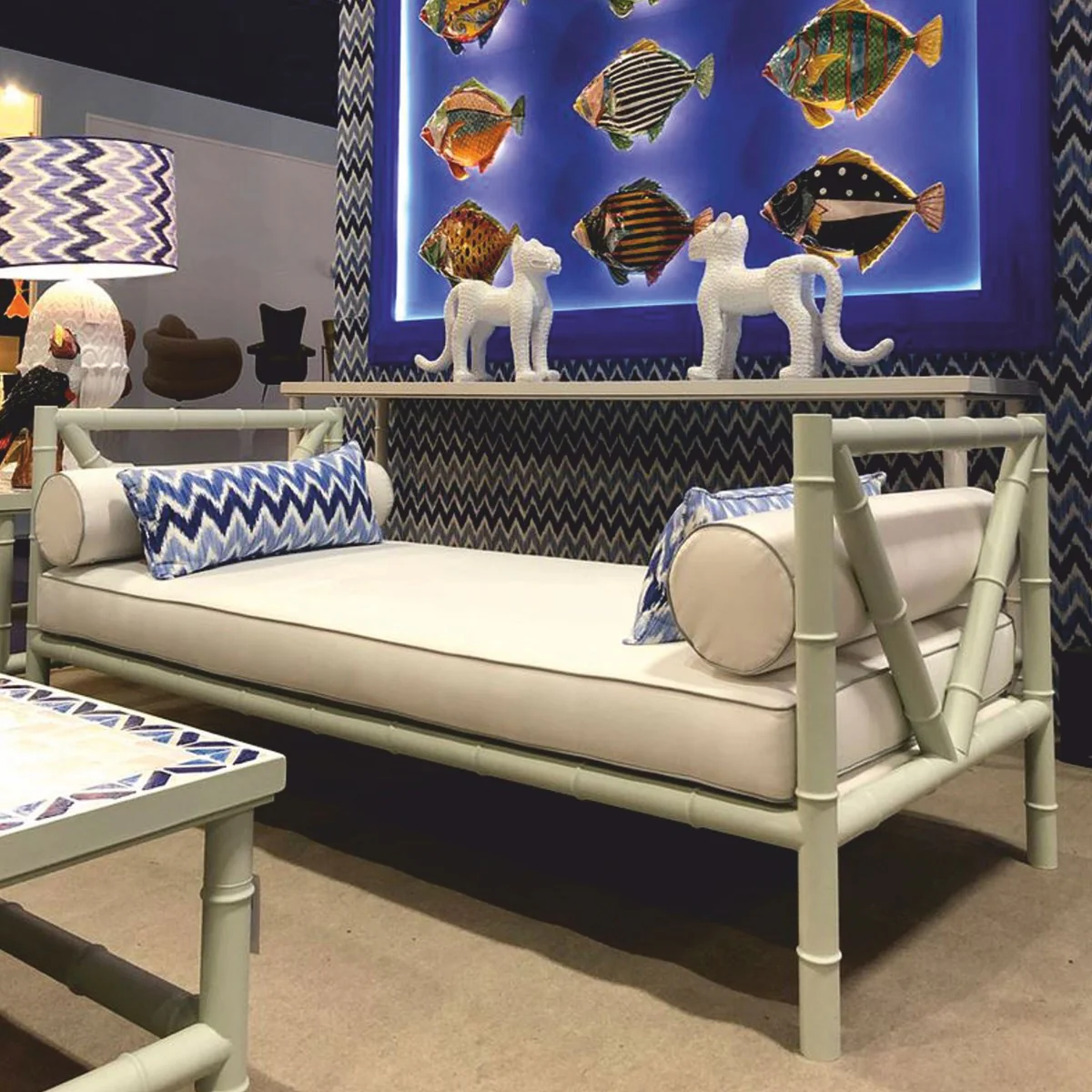 Casa Padrino sof¨¢ de lujo de hierro forjado gris / beige 200 cm - Sof¨¢ para hotel y jard¨ªn