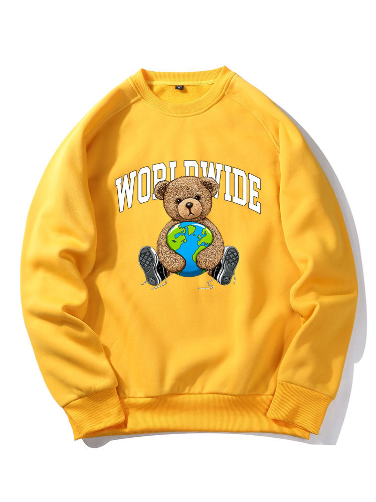 Worldwide Bear Print Raglan Sleeves Sweatshirt