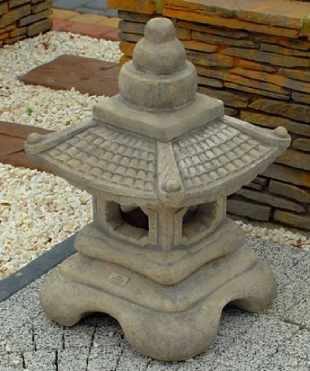 Casa Padrino lámpara de jardín en estilo asiático gris 50 x 50 x A. 60 cm - Luz de jardín y patio resistente a la intemperie - Iluminación de entrada de entrada de caminos de patio de jardín