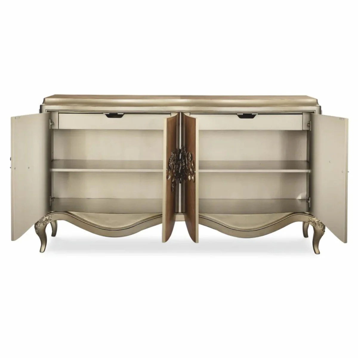 Casa Padrino Aparador Barroco de Lujo Marr¨®n / Oro Champ¨¢n 183 cm - Muebles Barrocos