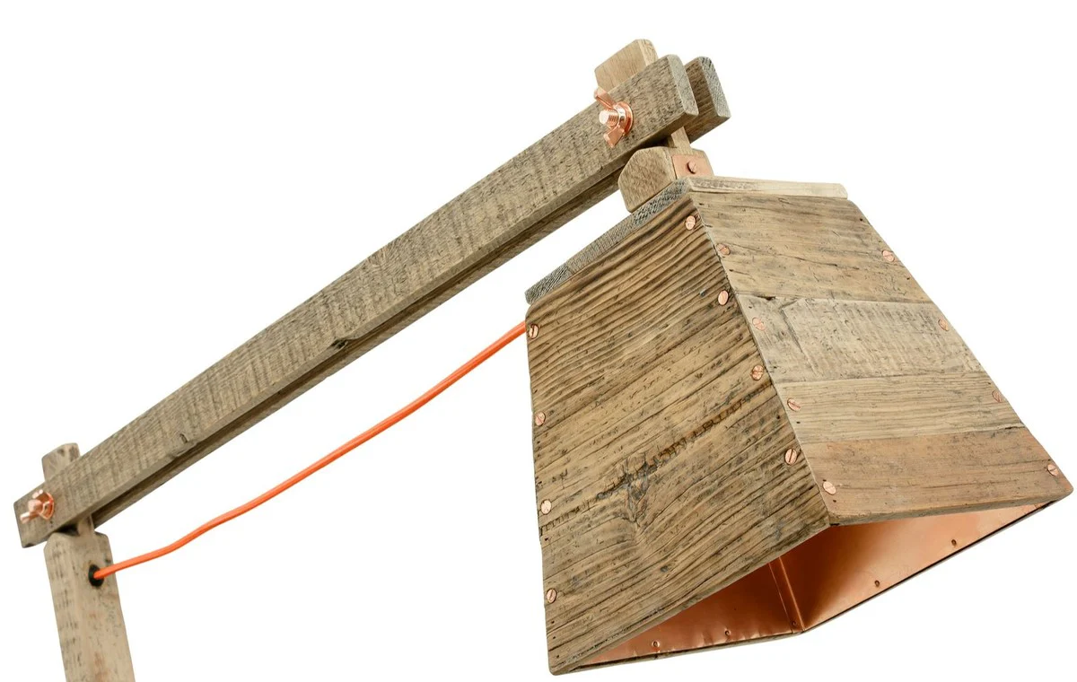 Casa Padrino lámpara de mesa de madera de pino colores naturales 90 x 30 x H. 105 cm - Lámpara de Mesa de Lujo con Cable Naranja