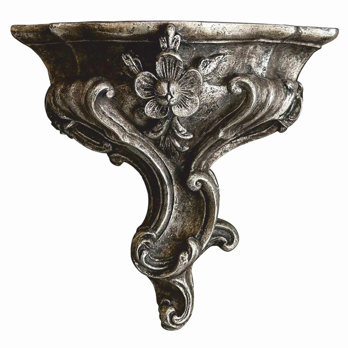 Casa Padrino consola de pared barroco de lujo plata antiguo / negro Al. 23 cm - Hecha en Italia