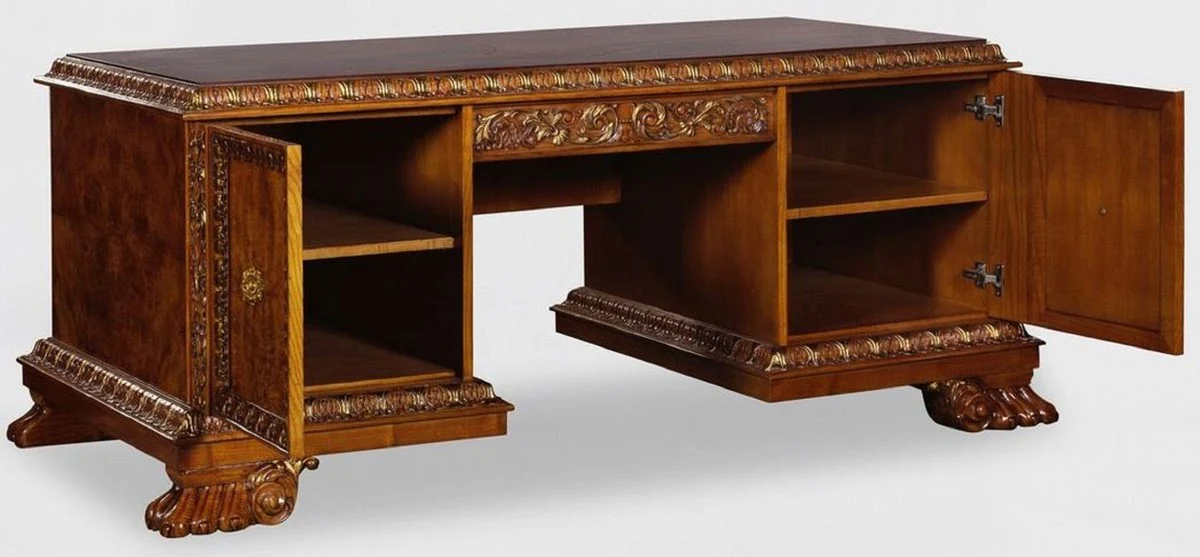 Casa Padrino escritorio de madera maciza de lujo marr¨®n 184 x 96 x A. 78 cm - Escritorio de oficina - Escritorio de computadora - Muebles de oficina - Muebles de lujo - Calidad de lujo
