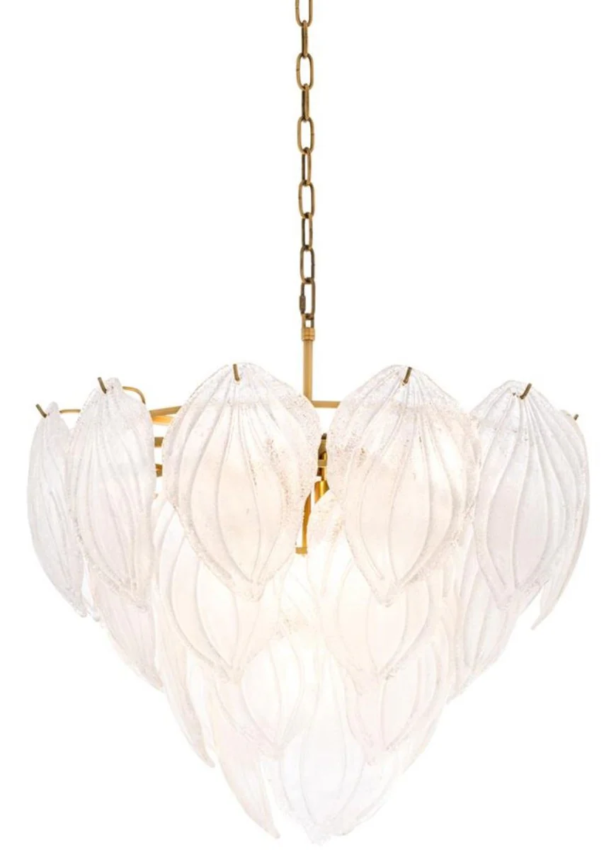 Casa Padrino Lámpara de Araña Latón Antiguo Ø 62 x H. 60 cm - Araña de Lujo con Cristal Esmerilado