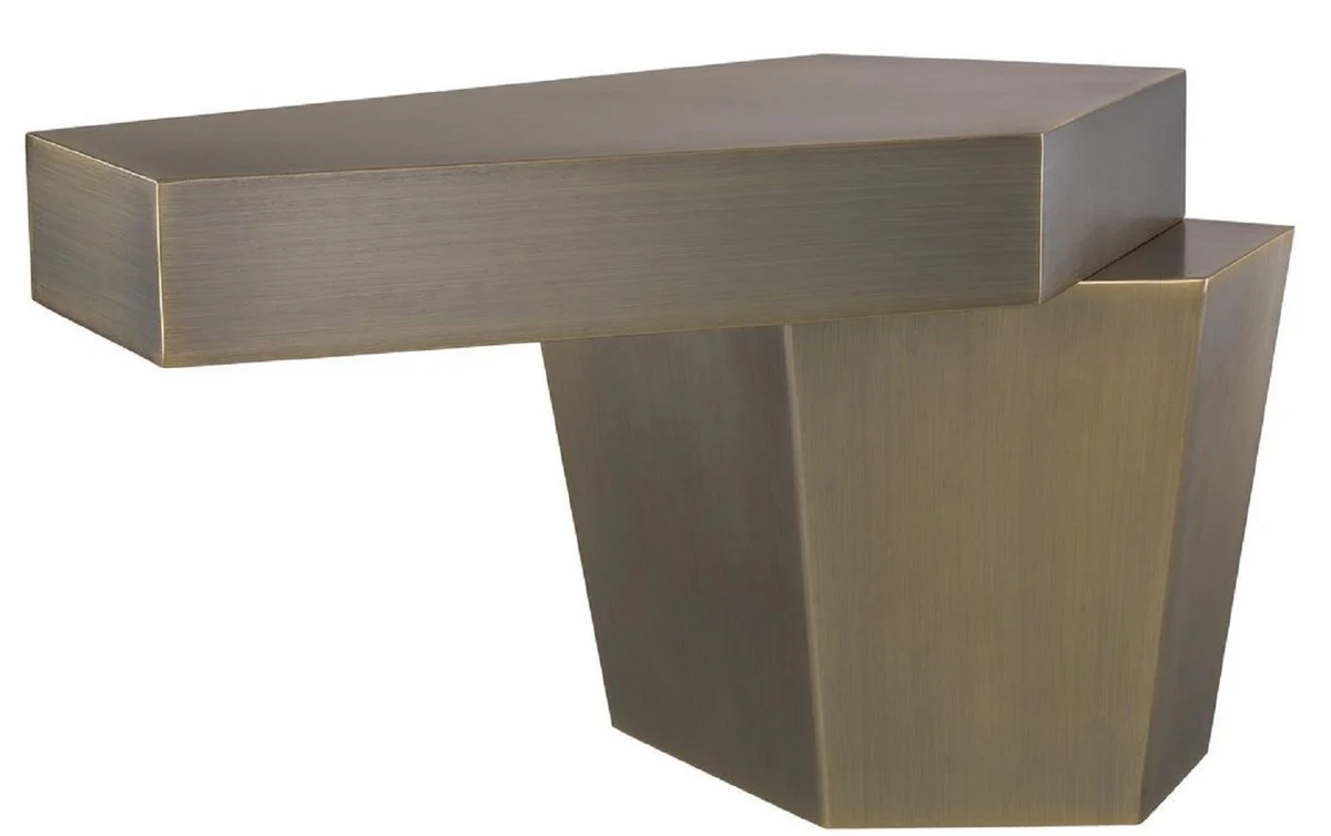 Casa Padrino mesa de centro de dise?o lat¨®n colores 82 x 52 x H. 45 cm - Mesa de Sala de Estar de Metal con Superficie de Lat¨®n Pulido y Relleno de Cemento - Calidad de Lujo