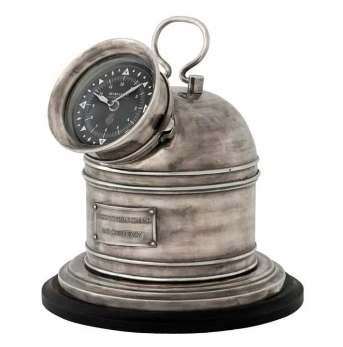 Designer Luxury Clock Compass Henry Lloyd Collection Altik silver-look-precious & Sumptuously - Table Clock
