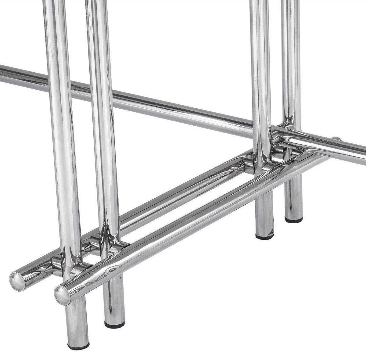 Casa Padrino consola de dise?o plata / gris 131 x 36,5 x A. 73 cm - Mesa consola de acero inoxidable con tapa de vidrio - Muebles de Dise?o - Calidad de Lujo