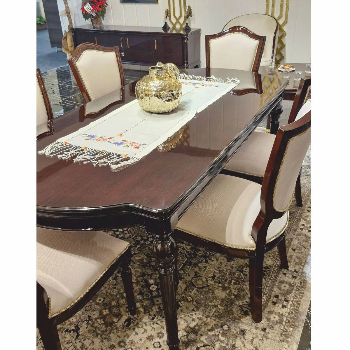 Casa Padrino armario de TV barroco de lujo marrón oscuro 220 cm - Muebles de salón de estilo barroco