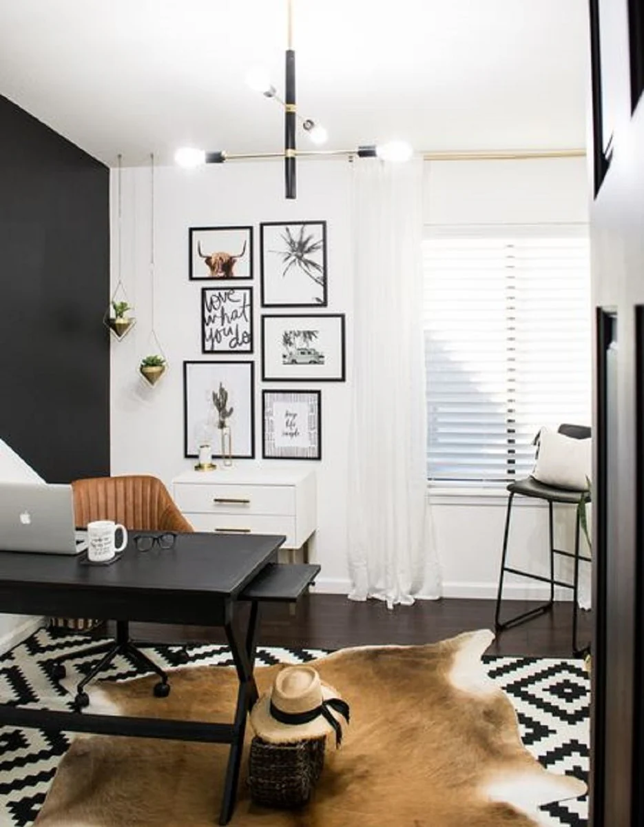 Casa Padrino araña latón antiguo / negro Ø 61 x H. 50,8 cm - Araña de Lujo