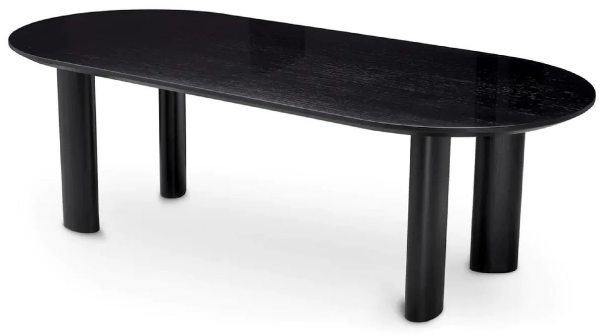 Casa Padrino mesa de comedor de lujo negro 244 x 109,5 x A. 77 cm - Mesa de cocina ovalada de madera maciza - Muebles de comedor - Muebles de cocina - Muebles de lujo - Interiores de lujo