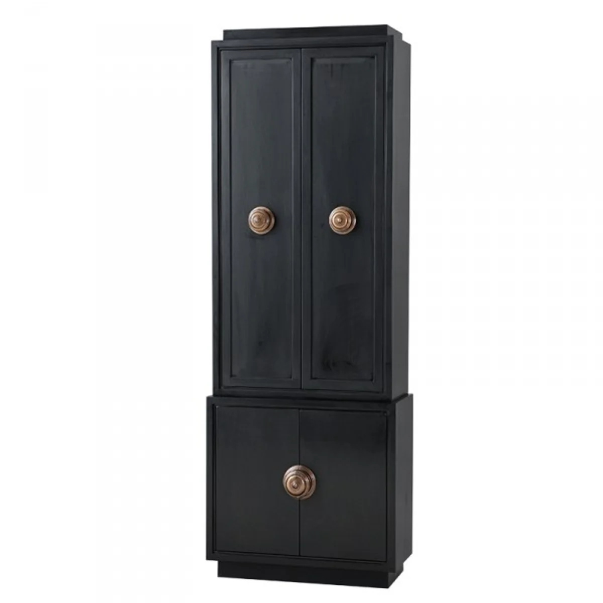 Casa Padrino Luxury Cabinet Black Solid Wood Brass Handles - Living Room Cabinet Baroque Art Nouveau Rococo Shop Furnishings - Luxury Hotel & Boutique Furniture