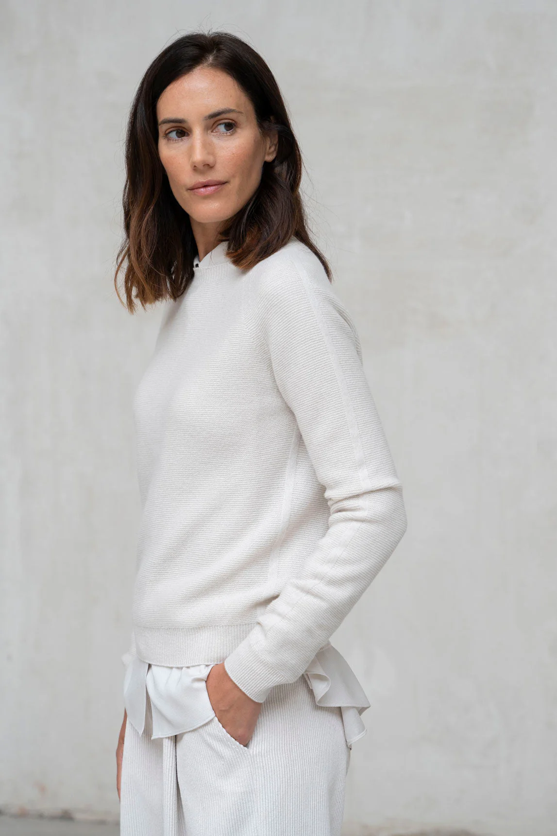 Rivera-spain Jersey Módena lana cashmere crudo