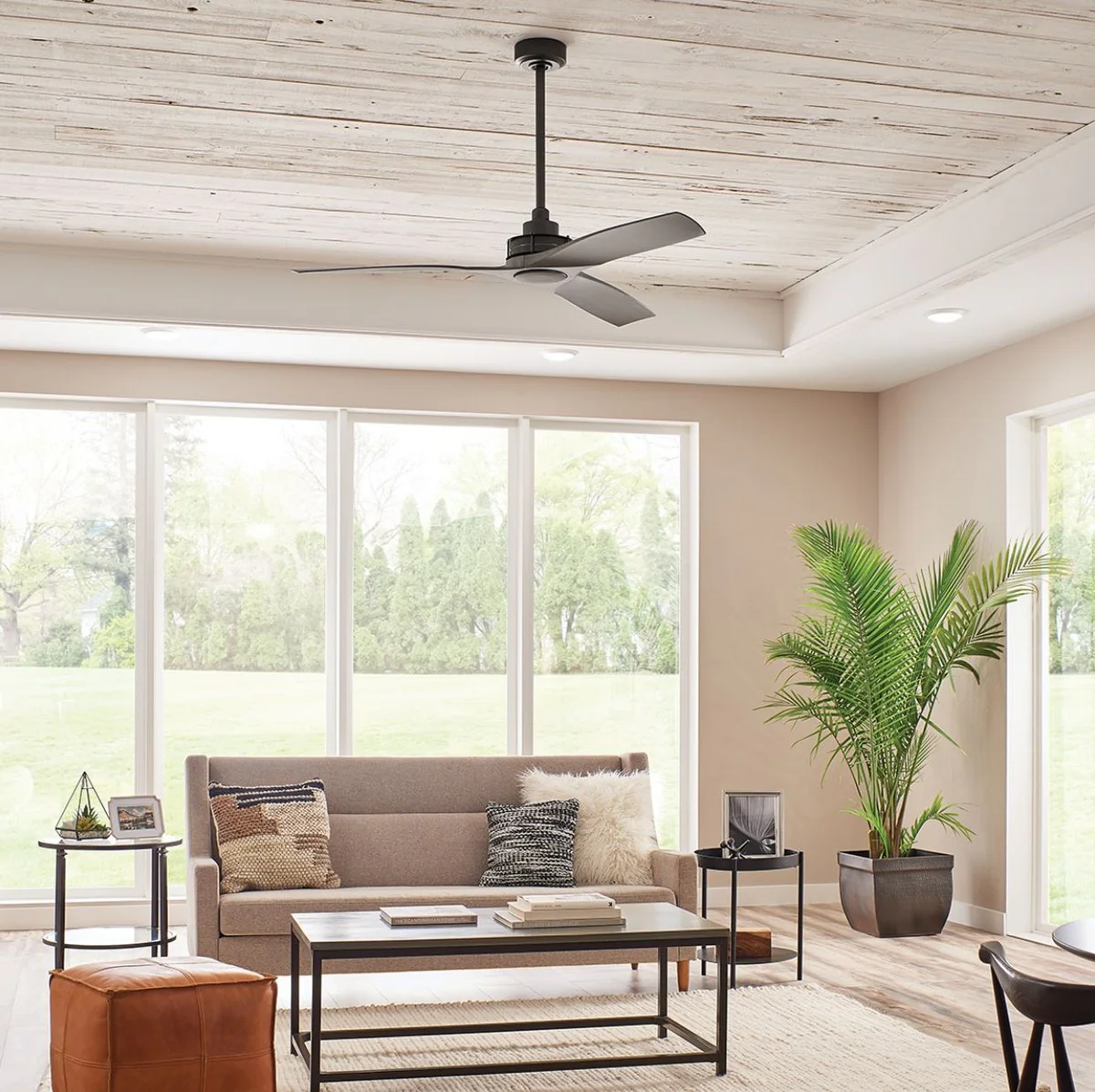 Casa Padrino ventilador de techo de lujo negro / gris 142 x A. 36 cm - Ventilador moderno con control remoto - Calidad de Lujo