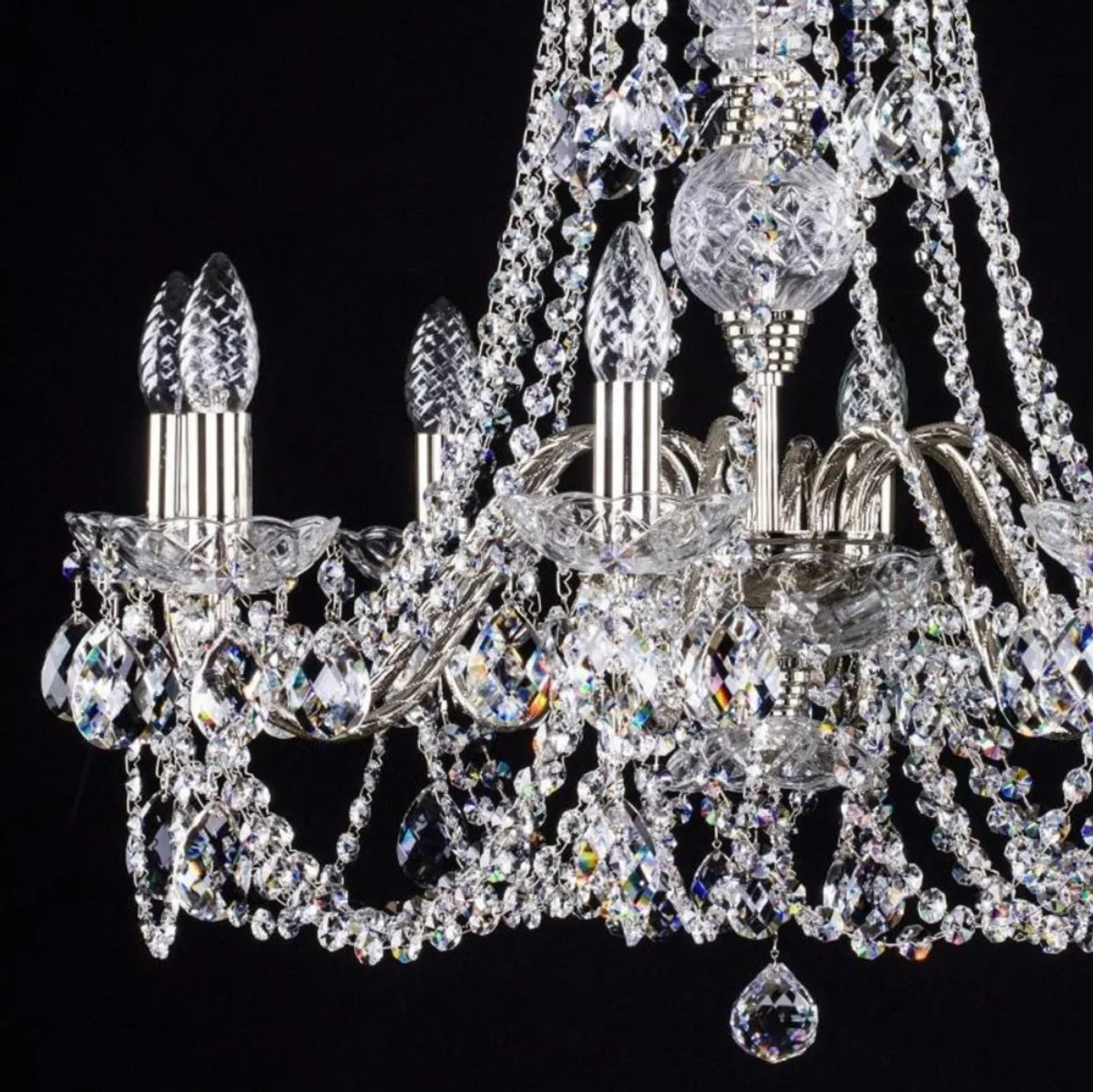 Casa Padrino araña de luces barroco de lujo plata Ø 63 x A. 64 cm - Magnífica lámpara de araña con cristal de Bohemia - Noble & Magnífica