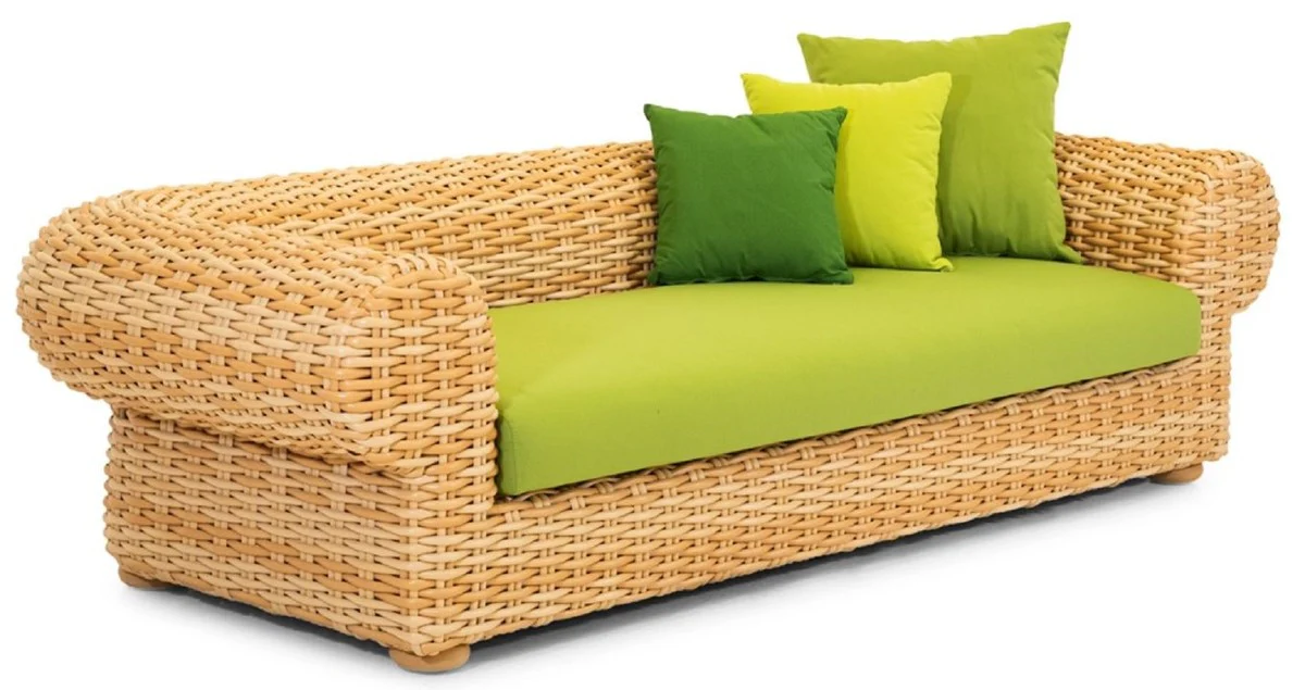 Casa Padrino sof¨¢ de jard¨ªn de lujo de 3 plazas natural / verde 260 cm
