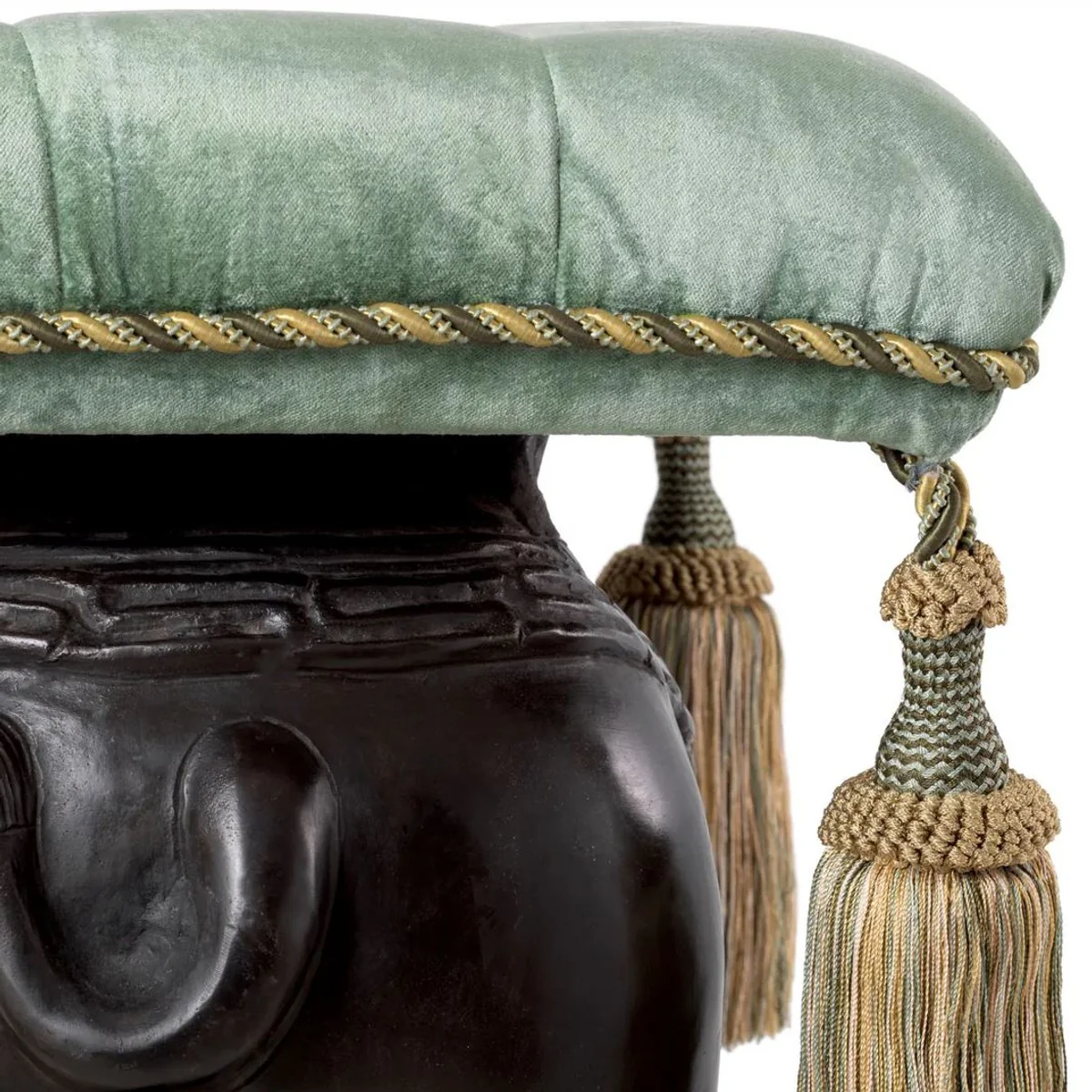 Casa Padrino taburete de lujo elefante bronce / turquesa / oro 58 x 40 x A. 55 cm - Taburete acolchado de aluminio con tela de terciopelo - Muebles de lujo - Calidad de lujo