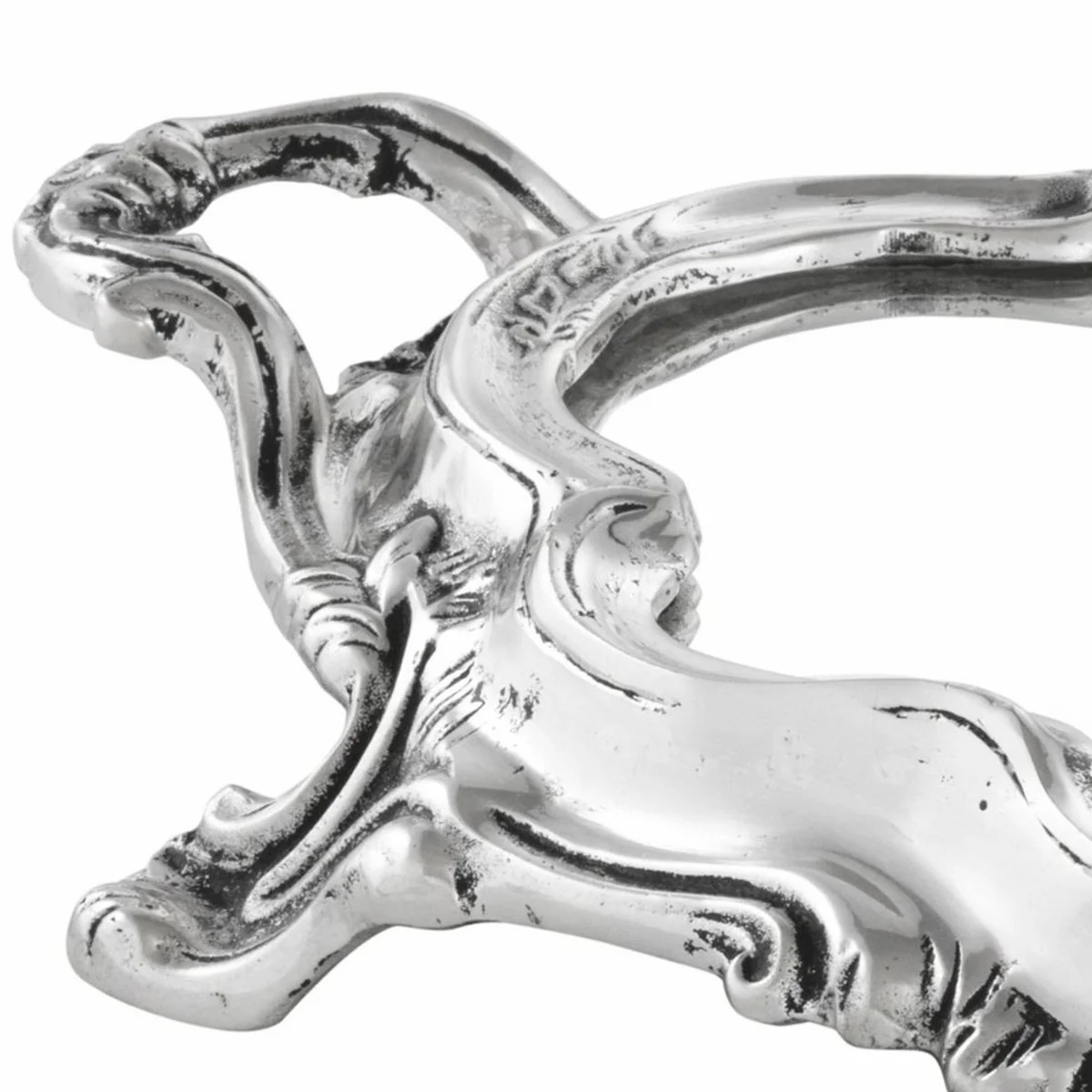 Casa Padrino bandeja barroco de lujo plata antigua 35,5 cm - Bandeja para servir estilo barroco con espejo