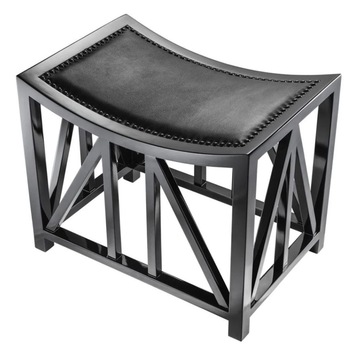 Casa Padrino taburete de caoba de diseño con piel de vacuno de 52 x 35 x 42,5 cm H. - hotel de lujo heces